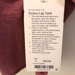 lululemon athletica Tops - Lululemon pink Victory Lap Tank, sz 8, NWT lululemon athletica Tops - Lululemon pink Victory Lap Tank, sz 8, NWT